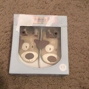 Robeez Beige and White Bear Soft Sole Shoes